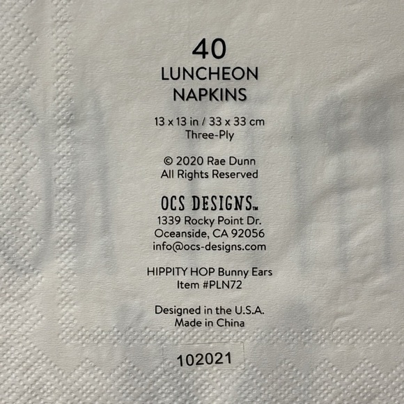 NEW IN PACKAGING! RAE DUNN HIPPITY HOP EASTER BUNNY LUNCHEON NAPKINS - Picture 4 of 4